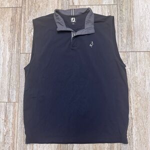 FootJoy FJ 1/4 Zip Golf Vest Men 2XL Black Sleeveless Sports Preppy Logo